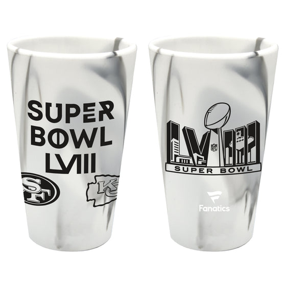 Super Bowl 58 LVIII San Francisco 49ers v Kansas City Chiefs 16 oz Silipint Silicone Pint Glass Marble Look - 757 Sports Collectibles