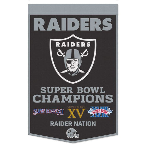 LAS VEGAS RAIDERS WOOL BANNER 24" X 38" - 757 Sports Collectibles