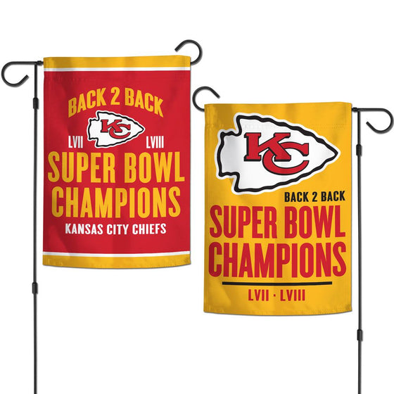 Kansas City Chiefs 2024 Super Bowl LVIII Champions 12"x18" Garden Flag 2-Sided - 757 Sports Collectibles
