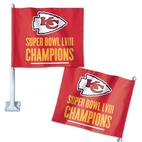 Kansas City Chiefs 2024 Super Bowl LVIII Champions 11.75"x14" Car Flag 2-Sided - 757 Sports Collectibles