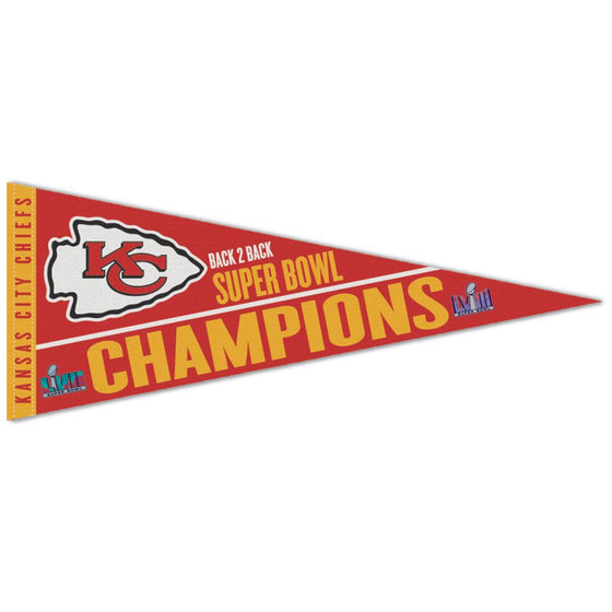 Kansas City Chiefs 2024 Super Bowl LVIII Champions 12"x30" Premium Quality Pennant - 757 Sports Collectibles