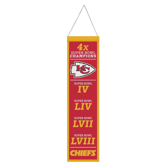 Kansas City Chiefs 2024 Super Bowl LVIII Champions 8"x32" Wool Banner - 757 Sports Collectibles