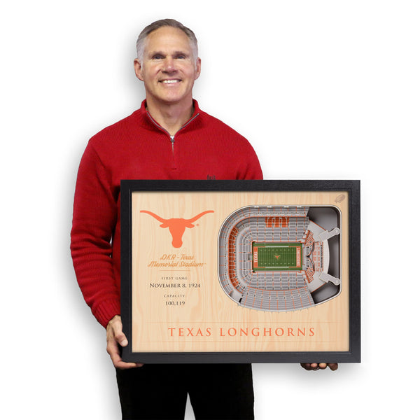 Texas Longhorns 3D Stadium Wall Art - 5-Layer Wood, 17" X 13", Darrell K Royal Stadium