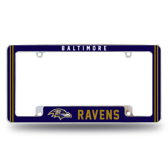 NFL Football Baltimore Ravens Classic 12" x 6" Chrome All Over Automotive License Plate Frame for Car/Truck/SUV