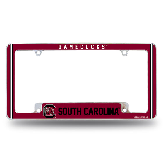 NCAA  South Carolina Gamecocks Classic 12" x 6" Chrome All Over Automotive License Plate Frame for Car/Truck/SUV
