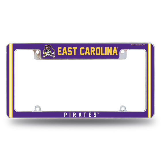 NCAA  East Carolina Pirates Classic 12" x 6" Chrome All Over Automotive License Plate Frame for Car/Truck/SUV