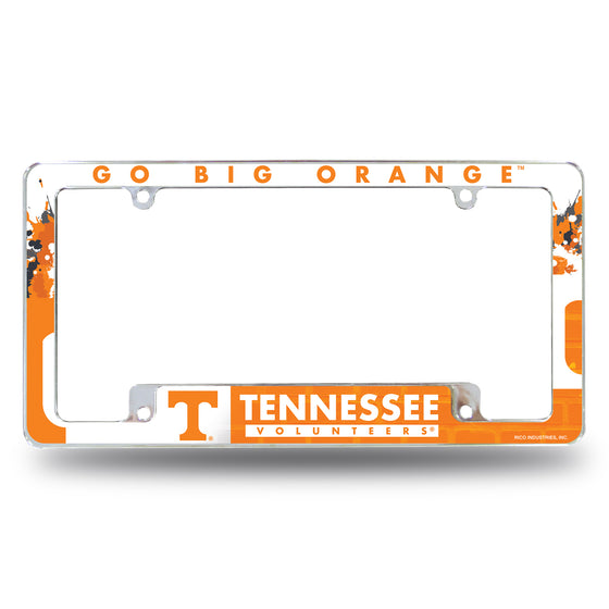 NCAA  Tennessee Volunteers Primary 12" x 6" Chrome All Over Automotive License Plate Frame for Car/Truck/SUV