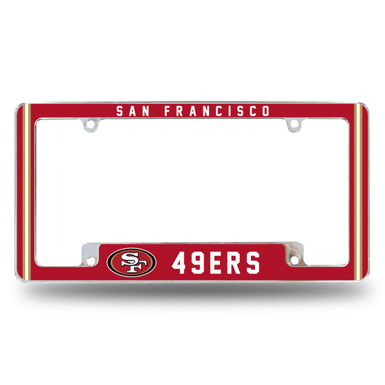 NFL Football San Francisco 49ers Classic 12" x 6" Chrome All Over Automotive License Plate Frame for Car/Truck/SUV