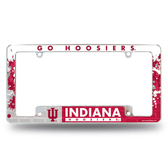 NCAA  Indiana Hoosiers Primary 12" x 6" Chrome All Over Automotive License Plate Frame for Car/Truck/SUV