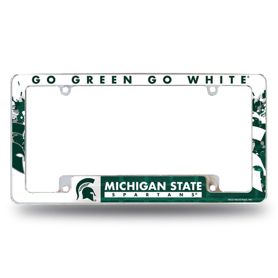 NCAA  Michigan State Spartans Primary 12" x 6" Chrome All Over Automotive License Plate Frame for Car/Truck/SUV