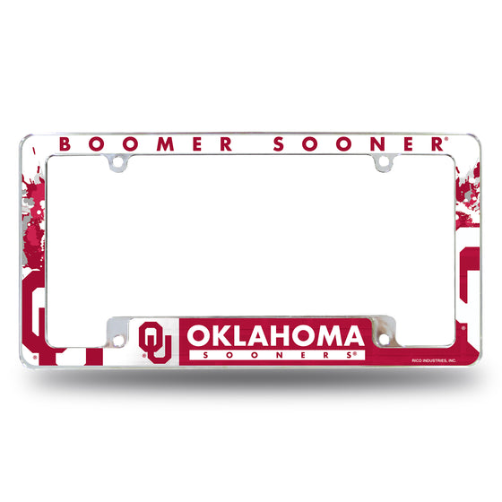 NCAA  Oklahoma Sooners Primary 12" x 6" Chrome All Over Automotive License Plate Frame for Car/Truck/SUV