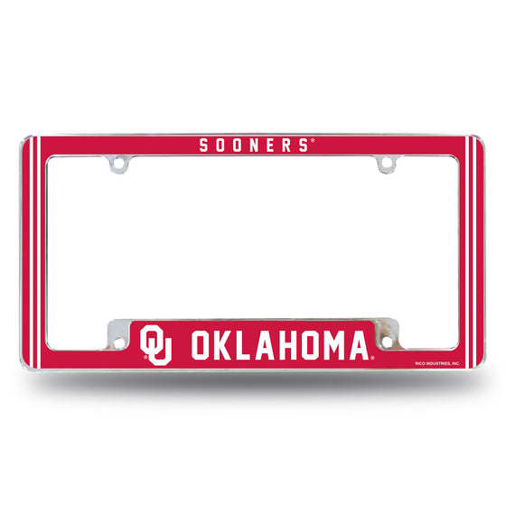 NCAA  Oklahoma Sooners Classic 12" x 6" Chrome All Over Automotive License Plate Frame for Car/Truck/SUV