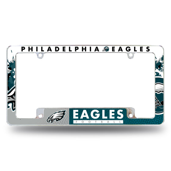 NFL Football Philadelphia Eagles Primary 12" x 6" Chrome All Over Automotive License Plate Frame for Car/Truck/SUV