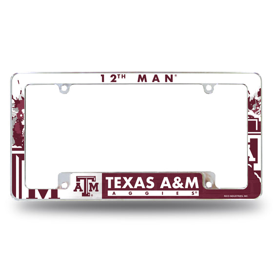 NCAA  Texas A&M Aggies Primary 12" x 6" Chrome All Over Automotive License Plate Frame for Car/Truck/SUV