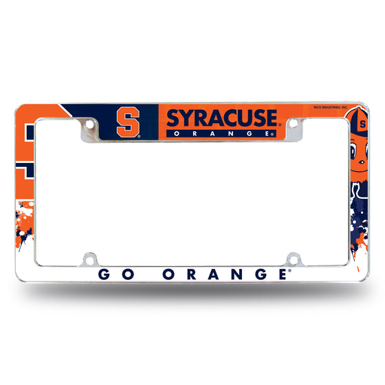 NCAA  Syracuse Orange Primary 12" x 6" Chrome All Over Automotive License Plate Frame for Car/Truck/SUV