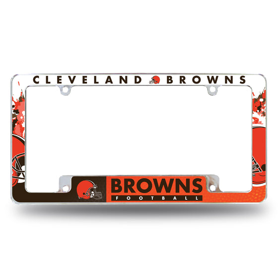 NFL Football Cleveland Browns Primary 12" x 6" Chrome All Over Automotive License Plate Frame for Car/Truck/SUV