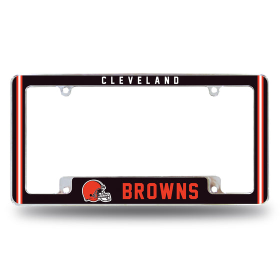NFL Football Cleveland Browns Classic 12" x 6" Chrome All Over Automotive License Plate Frame for Car/Truck/SUV