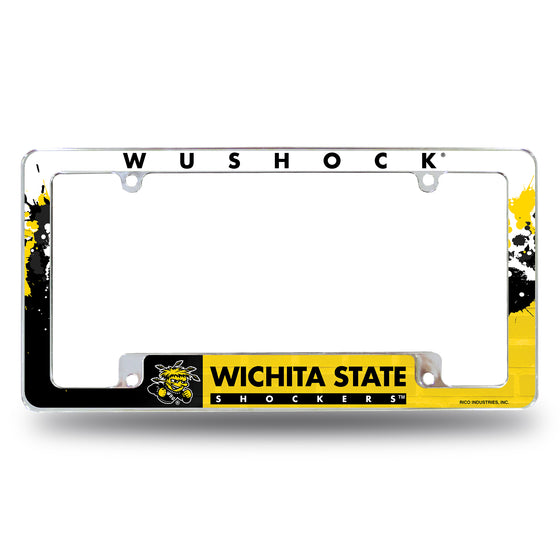 NCAA  Wichita State Shockers Primary 12" x 6" Chrome All Over Automotive License Plate Frame for Car/Truck/SUV