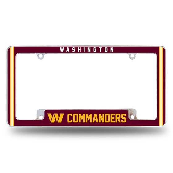 NFL Football Washington Commanders Classic 12" x 6" Chrome All Over Automotive License Plate Frame for Car/Truck/SUV