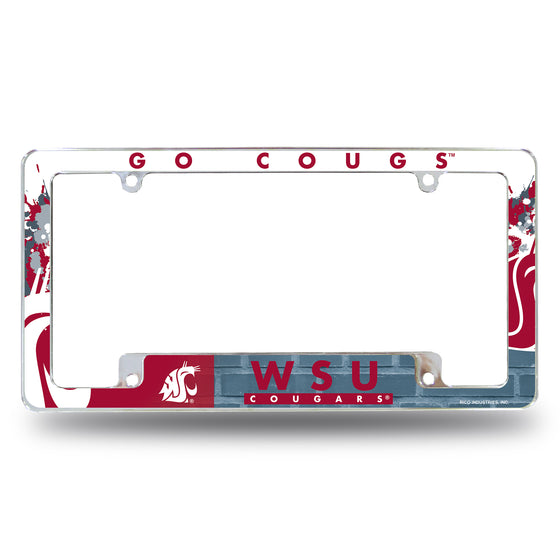 NCAA  Washington State Cougars Primary 12" x 6" Chrome All Over Automotive License Plate Frame for Car/Truck/SUV