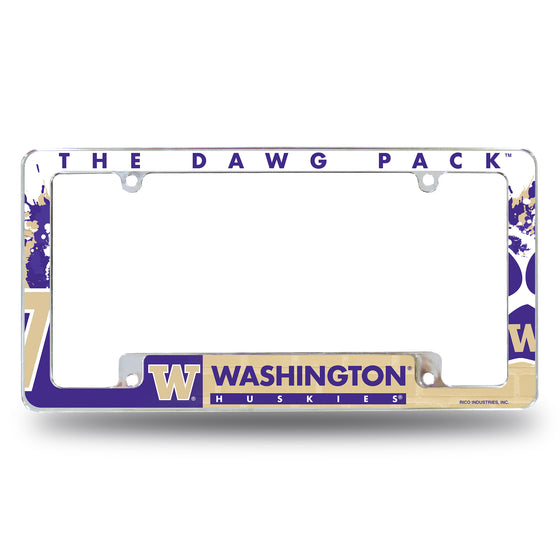 NCAA  Washington Huskies Primary 12" x 6" Chrome All Over Automotive License Plate Frame for Car/Truck/SUV