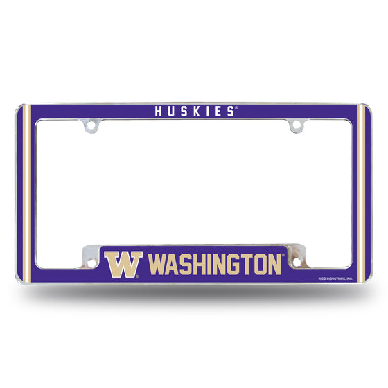 NCAA  Washington Huskies Classic 12" x 6" Chrome All Over Automotive License Plate Frame for Car/Truck/SUV