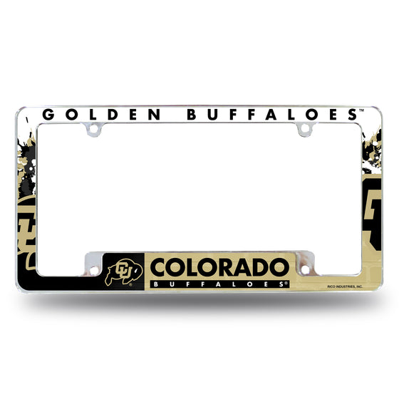 NCAA  Colorado Buffaloes Primary 12" x 6" Chrome All Over Automotive License Plate Frame for Car/Truck/SUV