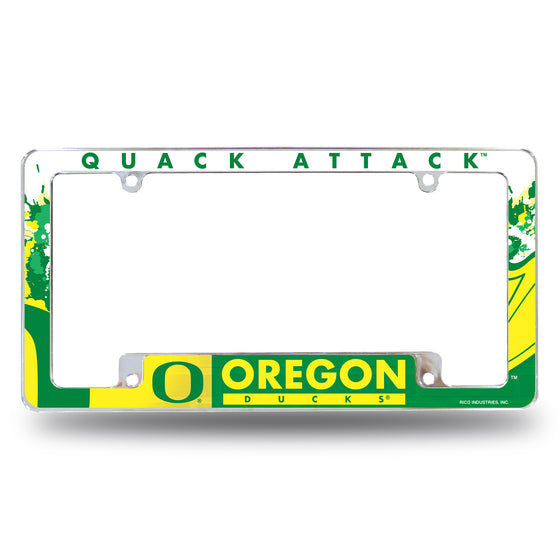 NCAA  Oregon Ducks Primary 12" x 6" Chrome All Over Automotive License Plate Frame for Car/Truck/SUV