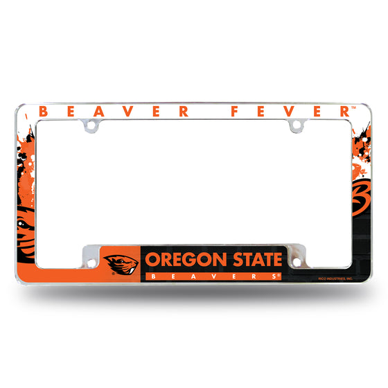 NCAA  Oregon State Beavers Primary 12" x 6" Chrome All Over Automotive License Plate Frame for Car/Truck/SUV