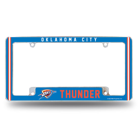 NBA Basketball Oklahoma City Thunder Classic 12" x 6" Chrome All Over Automotive License Plate Frame for Car/Truck/SUV