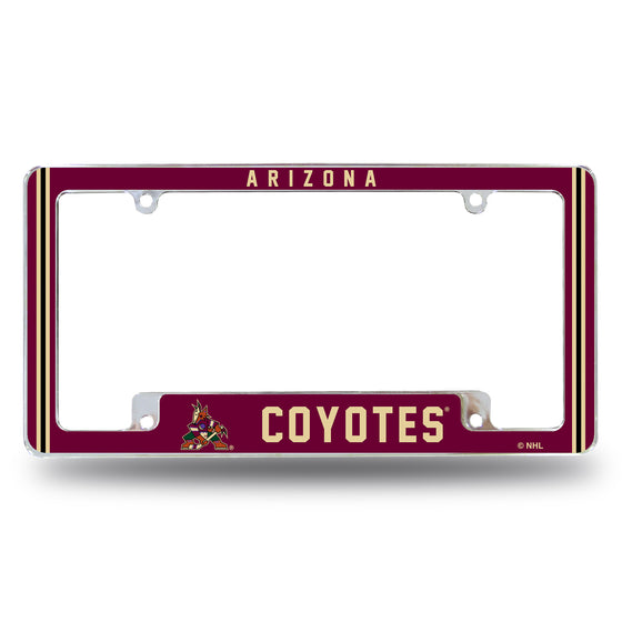 NHL Hockey Arizona Coyotes Classic 12" x 6" Chrome All Over Automotive License Plate Frame for Car/Truck/SUV