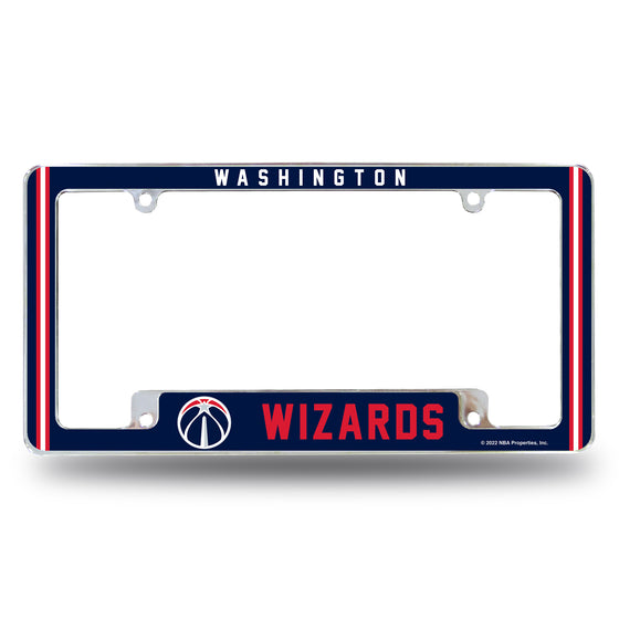 NBA Basketball Washington Wizards Classic 12" x 6" Chrome All Over Automotive License Plate Frame for Car/Truck/SUV