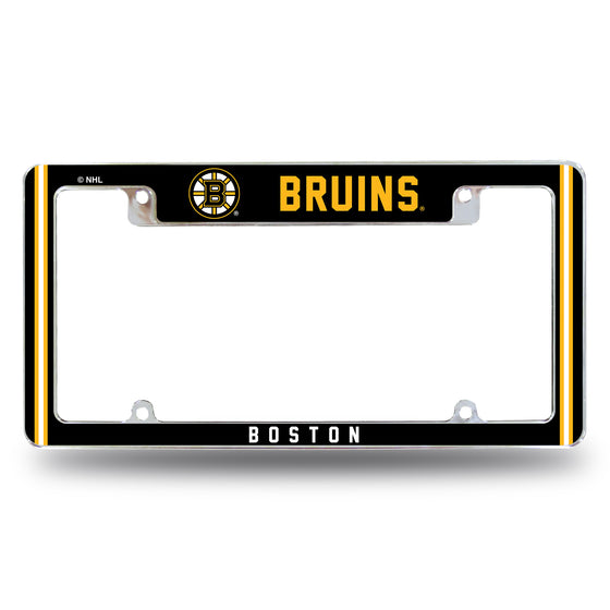 NHL Hockey Boston Bruins Classic 12" x 6" Chrome All Over Automotive License Plate Frame for Car/Truck/SUV