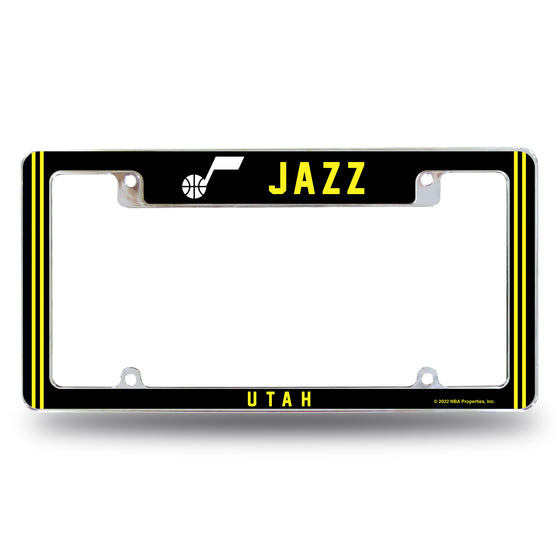 NBA Basketball Utah Jazz Alternate 12" x 6" Chrome All Over Automotive License Plate Frame for Car/Truck/SUV