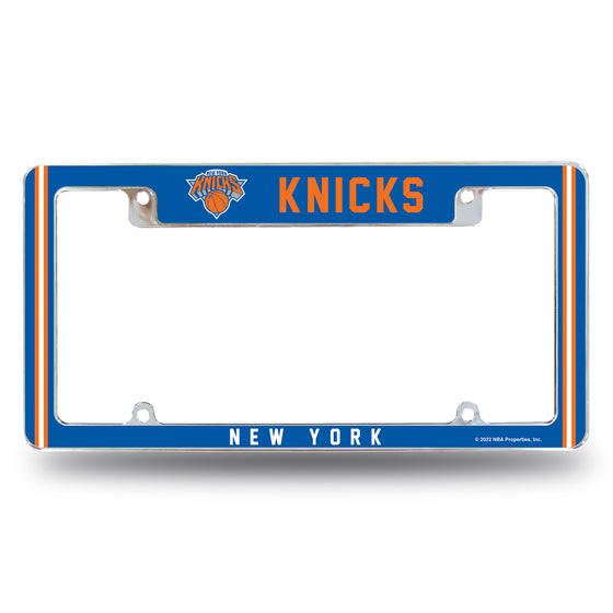 NBA Basketball New York Knicks Classic 12" x 6" Chrome All Over Automotive License Plate Frame for Car/Truck/SUV
