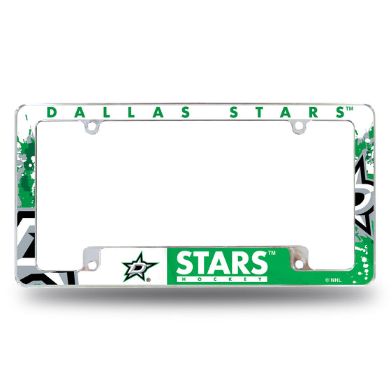 NHL Hockey Dallas Stars Primary 12" x 6" Chrome All Over Automotive License Plate Frame for Car/Truck/SUV