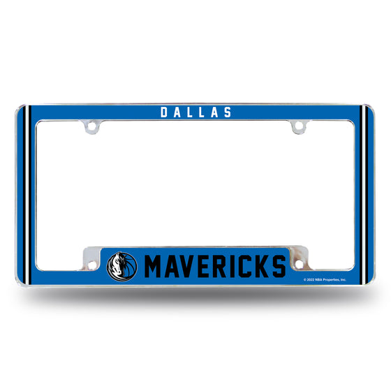 NBA Basketball Dallas Mavericks Classic 12" x 6" Chrome All Over Automotive License Plate Frame for Car/Truck/SUV