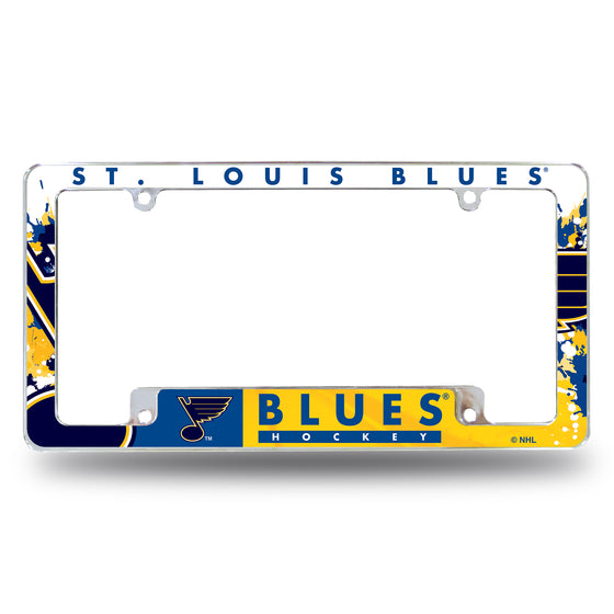 NHL Hockey St. Louis Blues Primary 12" x 6" Chrome All Over Automotive License Plate Frame for Car/Truck/SUV