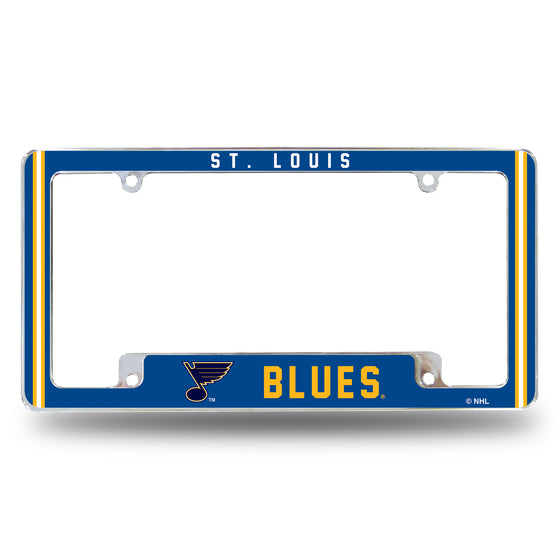 NHL Hockey St. Louis Blues Classic 12" x 6" Chrome All Over Automotive License Plate Frame for Car/Truck/SUV