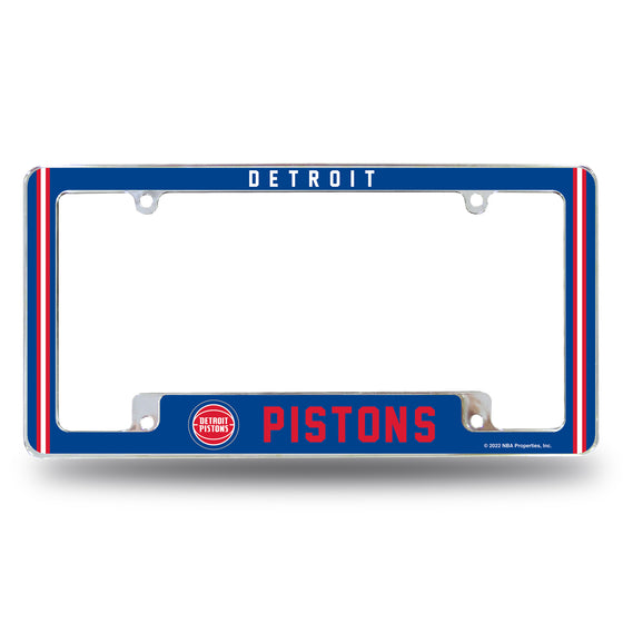 NBA Basketball Detroit Pistons Classic 12" x 6" Chrome All Over Automotive License Plate Frame for Car/Truck/SUV