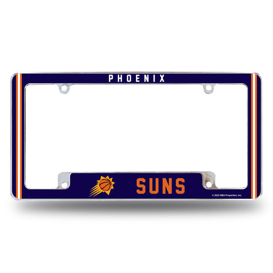 NBA Basketball Phoenix Suns Classic 12" x 6" Chrome All Over Automotive License Plate Frame for Car/Truck/SUV