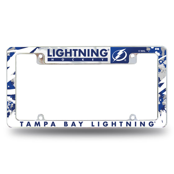 NHL Hockey Tampa Bay Lightning Primary 12" x 6" Chrome All Over Automotive License Plate Frame for Car/Truck/SUV