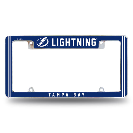 NHL Hockey Tampa Bay Lightning Classic 12" x 6" Chrome All Over Automotive License Plate Frame for Car/Truck/SUV