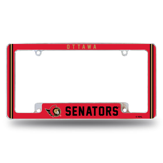 NHL Hockey Ottawa Senators Classic 12" x 6" Chrome All Over Automotive License Plate Frame for Car/Truck/SUV
