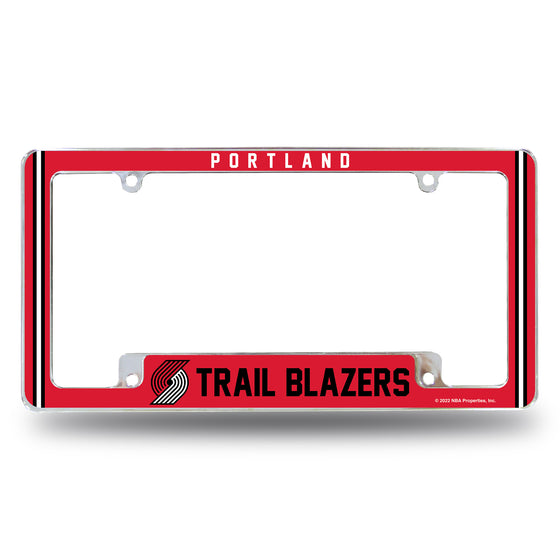 NBA Basketball Portland Trail Blazers Classic 12" x 6" Chrome All Over Automotive License Plate Frame for Car/Truck/SUV