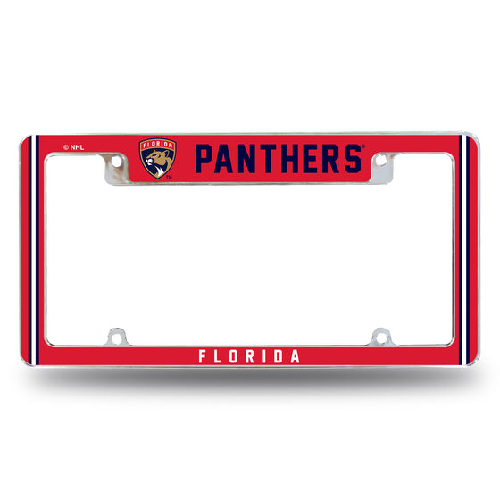 NHL Hockey Florida Panthers Classic 12" x 6" Chrome All Over Automotive License Plate Frame for Car/Truck/SUV