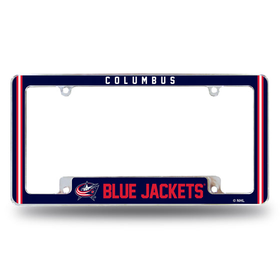 NHL Hockey Columbus Blue Jackets Classic 12" x 6" Chrome All Over Automotive License Plate Frame for Car/Truck/SUV