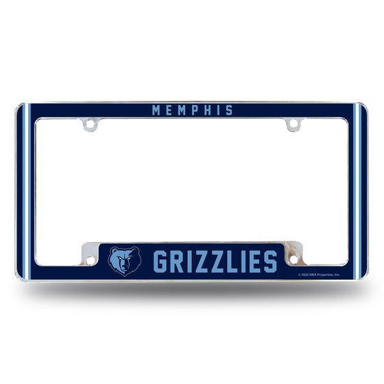 NBA Basketball Memphis Grizzlies Classic 12" x 6" Chrome All Over Automotive License Plate Frame for Car/Truck/SUV