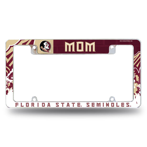 NCAA  Florida State Seminoles Mom 12" x 6" Chrome All Over Automotive License Plate Frame for Car/Truck/SUV