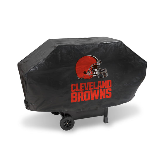 NFL Football Cleveland Browns Black Deluxe Vinyl Grill Cover - 68" Wide/Heavy Duty/Velcro Staps